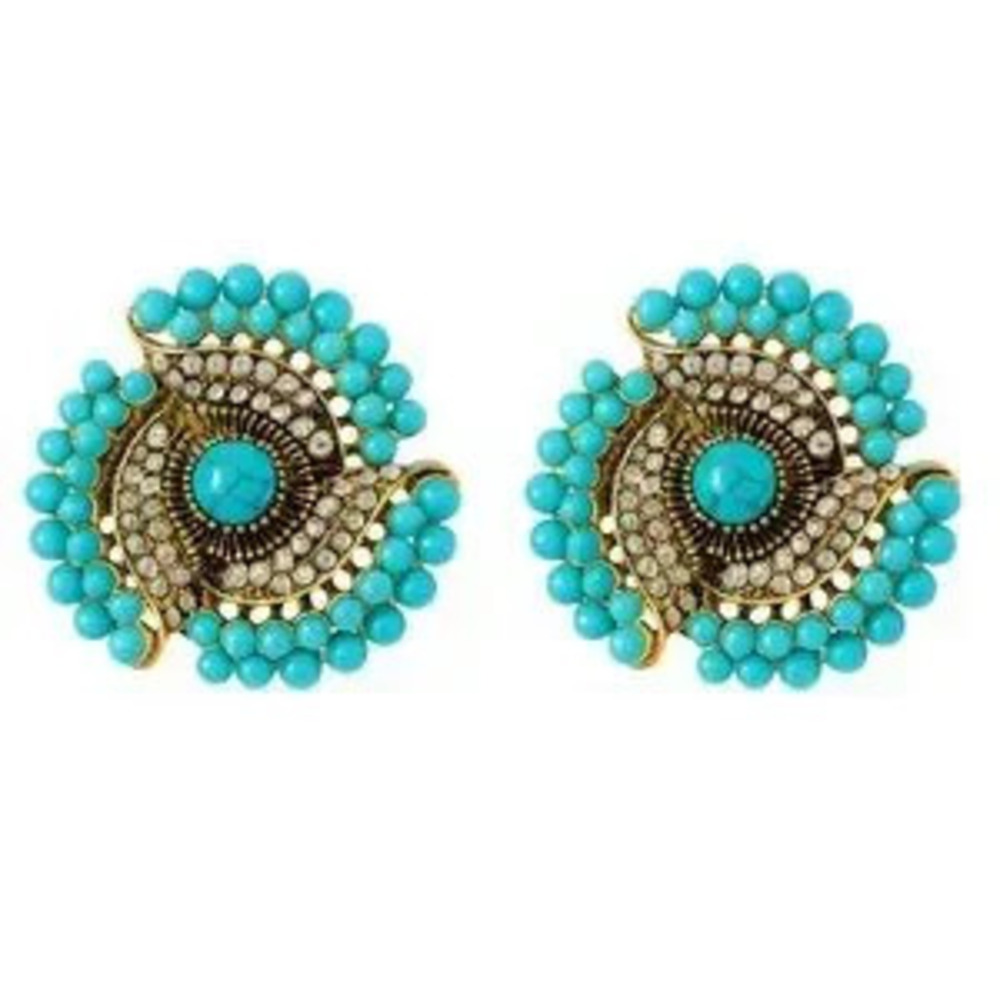 Turquoise and Crystals Earrings